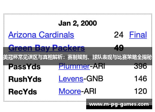 美冠杯常见误区与真相解析：赛制规则、球队表现与比赛策略全揭秘